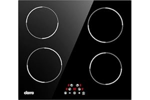CIARRA CABBIH4-D Built-in Induction Hob 4 Zones Touch Control Ceramic Glass Plate 9 Power Levels Fast Heating Child Safety Lock Black