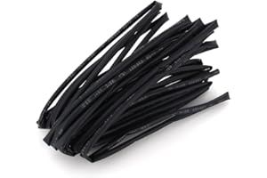 NIIYEN Tube rétractable, diamètre 3 mm Tube thermorétractable noir de 5 mètres, pour matériel de pêche, isolation électrique, faisceau de câbles, jonctions de câbles