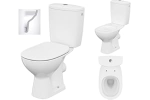 VBChome WC a pavimento in ceramica, set completo di design con cassetta di risciacquo, sedile WC con abbassamento automatico, funzione SoftClose per scarico orizzontale, collegamento dell'acqua, senza