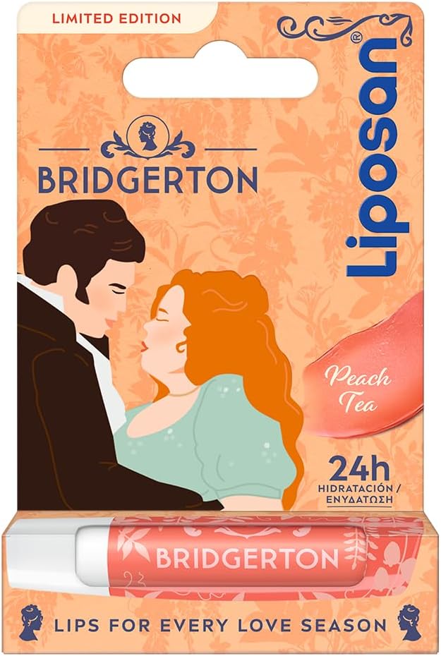 Liposan Bridgerton Edición Limitada Peach Tea- Bálsamo Labial Hidratante - Cacao de Labios con 24h de Hidratación - Aroma a Melocotón - Sutil Brillo de Labios Coral - Todo Tipo de Piel - 4,8 g