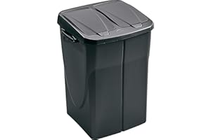 M-Home | Poubelle de Tri Sélectif | Plastique | Anthracite | 36,5 x 36 x 51 cm / (2x) 22,5 L | DUOBIN 2x23 | PLS8182-34