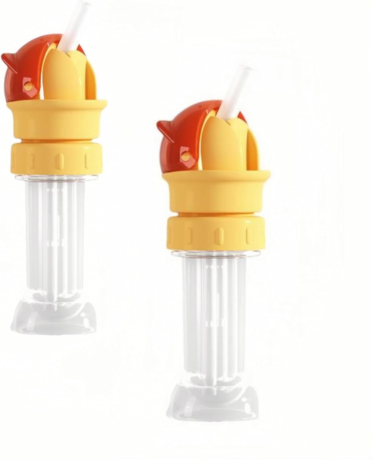 Water Bottle Spout Adapter, 2PCS Silicone Bottle Top Leakproof for Kids, Cat Ear Shaped Drinking Bottles Spout Cover with Straw, Reusable Milk Bottles Top Cap Detachable, for Kids Products