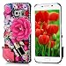 Produktbild Evtech (tm) Rosa Blumendekoration Blossom Diamante Sexy Wort Lipstick Big Red Lip-Diamantrhinestone Bling Bling Kristall Glitter Fashion Style Schwarz-rückseitige Abdeckung Handy-Fall für Samsung Galaxy Note 5 (100% Handarbeit)