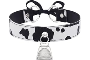 paloli Basic Cow Print Bell Collar Choker Necklace for women