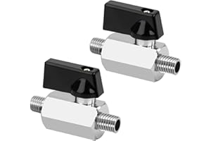 JESUSTREE Robinet à Tournant Sphérique en Laiton, 2 Pièces Compresseur D'air Robinet à Tournant Sphérique 1/4" Mâle x 1/4" Mâle, Vanne d'arrêt pour Gaz, Eau, Pétrole