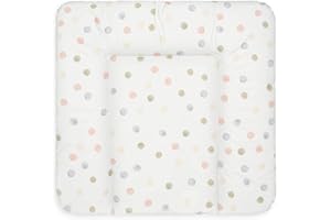 BONKY® Wickelauflage 75x72 cm - weiche Wickelunterlage - Baby Wickeltischauflage - Wasserdischt - Abwaschbar - Made in EU - 100% Oeko TEX - Farbige Punkte