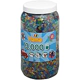 Hama Perlen 211-54 Bügelperlen XXL Dose mit ca. 13.000 bunten Midi Bastelperlen mit Durchmesser 5 mm im Transparent Glitter M