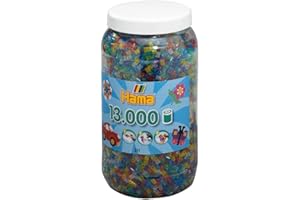 Hama Perlen 211-54 Koraliki do naprasowywania XXL puszka z ok. 13 000 kolorowych koralików midi o srednicy 5 mm w przezroczystej brokatowej mieszance, kreatywna zabawa dla malych i duzych.