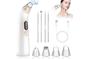 Bwaliffury Succionador de Puntos Negros, Extractor Puntos Negros,Limpiador de Poros Eléctrico,con 5 Modos 4 Puntas de Succión,para Quitar puntos negros Acne, Blackhead Remover para Todo Tipo de Piel