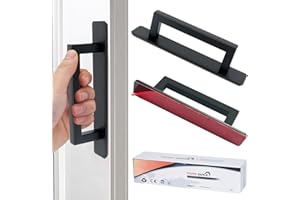 shuokang Selbstklebende Schrankgriffe 2 Stück Möbelgriffe, Edelstahl Schubladengriffe, Ohne Bohren Griff für Kleiderschrank, Küche, Schiebetür, Balkontür（Quadratisch, Schwarz）