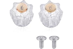 Goktvai 2pcs Clear Shower Tap Knob Replacement Kits, Acrylic Faucet Handles with Screws Transparent Bathtub Knobs Cover Compatible with Delta Delex Peerless & LDRCC