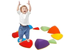 E-Solem Pierres d'équilibre pour Enfants Pierres de Rivière Sensoriel Motricité Jouets Parcours d'obstacles Indoor Outdoor Équipement de Jeu Améliorer l'équilibre Coordination Force Cadeau Pour Ans 3+