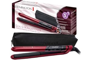 Remington Glätteisen Silk (Doppelschicht-Keramikbeschichtung mit Seidenproteinen für samtig glatte & glänzende Haare) LCD-Dis