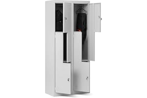 Jan Nowak Domator Armadietto spogliatoio Armadio metallico 4 Scompartimenti Parete divisoria Fessure di ventilazione Rivestimento in polvere 185 cm x 80 cm x 45 cm (Grigio)