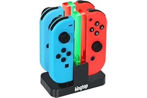 Nintendo Switch Joy-Con Charging Dock KINGTOP 4 in 1 Charger Stand and Charging Holder with Individual LED Indicator