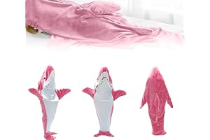 Haj filt huvtröja, bärbar flanell onesie, supermjuk och mysig flanell, sovsäck och filt, kostym för vuxna, tonårsflickor, poj