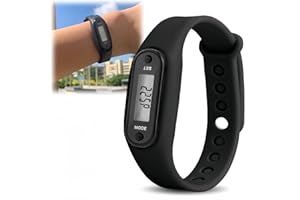 KUYTUE Step Counter for Walking,Step Counter Watch,Digital Lcd Watch,Run Steps Walking Distance Calorie Counter,Durable Watches for Women Men,Sports Wristwatch,Electronic Student Silicone Watches (Black)