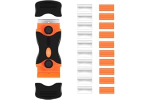 ZALAOR Double Edged Glass Scraper for Cleaning – Razor Blade Scraper with 10 Metal + 10 Plastic Blades, Super Scraper Tool Non Scratch for Window, Ceramic Hob, Oven, Cooktop, Sticker or Paint Removal