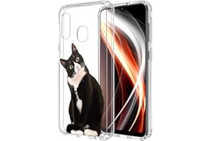 ZhuoFan für Samsung Galaxy A20e Schutzhülle Silikon Transparent mit Muster Motiv Handyhülle Ultra Dünn Slim Stoßfest Weich TPU Bumper Case Backcover für Samsung Galaxy A20e, Hockende Katze