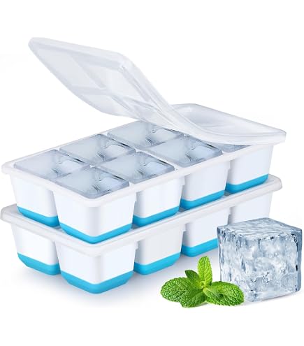 Set 3 Stampi Per Ghiaccio Silicone Con Coperchio - 45 Cubetti Grandi 3.3 Cm Per Whisky E Cocktail - 6