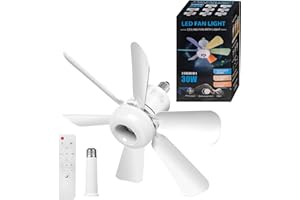 FIBRAVE Ceiling Fan Light, Fan Lights with Remote Control, Stepless Dimmable 30W 1800 Lumens 3000-6500K 3-Color 3-Speed, 16.93'' Small Ceiling Fan with Light for Bedroom,Bathroom(White)