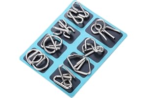 JEEGOWOOSS 8 Pcs Metal Wire Puzzles Exercise Intelligence Metal IQ Puzzles Creative Mind Game Jigsaws for Kids Students Adults Challenge