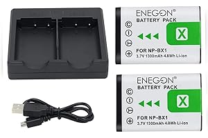 NP-BX1 ENEGON Replacement Battery (2-Pack) and Rapid Dual Charger for Sony NP-BX1, NP-BX1/M8 and Sony Cyber-shot DSC-RX100,DSC-RX100 II,DSC-RX100M II,DSC-RX100 III,DSC-RX100 V,DSC-RX100 IV,HDR-CX.