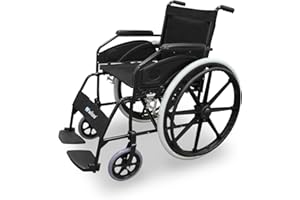 QUIRUMED WELLCORE Sedia a rotelle pieghevole e semovente, Alluminio, Leggero, Compatto, Alta Resistenza, Ruote massicce, Freni a mano, Braccioli imbottiti, Poggiapiedi ribaltabili