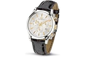 Philip Watch Orologio da uomo, Collezione Sunray, movimento al quarzo, cronografo, in cuoio e acciaio - R8271908002