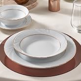 G&uuml;ral Porselen Soprano 23 Cm &Ccedil;ukur Yemek Tabağı 6 Adet &Ccedil;ift Altın Yaldız