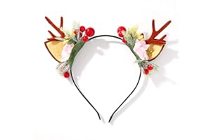 Unicra bandeau de noël bois bandeau élan cerf cornes d'animaux chapeaux pièce de cheveux Halloween accessoires de cheveux (01)
