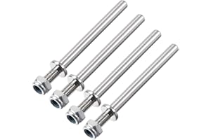 sourcing map 15/64 Pouce Diamètre X 2,3 Pouce Longueur Train Atterrissage Acier Axe Arbre Essieu Moteur avec Écrous pour RC Avion 4Pcs