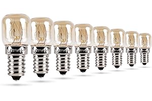 HEITECH PROMOTION GMBH HEITECH Lot de 8 ampoules pour four 15W E14 - Ampoule résistante à la chaleur jusqu'à 300 degrés pour four, grill, micro-ondes - Ampoule de four avec capsule T22, 75 lumens et 2600K