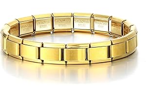 Aidenn Italian Charm Bracelet,Italy Charms Armband Set, 9mm Abnehmbare Edelstahl Modul Armband mit Öffnungswerkzeugen für Modischer Handbemaltes Vintage Basisarmband Italienische Charms