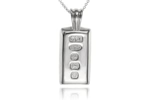 Designer Inspirations Boutique MENS Feature Hallmark Solid Ingot Pendant on 20" Inch Silver Chain Necklace for Men Boys - Engravable - 925 Sterling Silver
