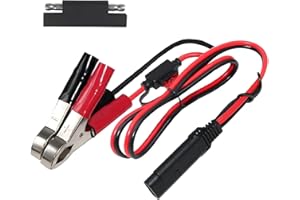 KUNCAN 1.5FT 12v Battery Alligator Crocodile Clip to Sae Connector Extension Cable, 16 Gauge Sae 2 Pin Quick Disconnect to Alligator Clamps Connectors Cord, Fuse 7.5A