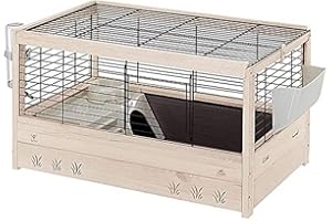 Ferplast Cage pour Lapins en bois FSC ARENA 80, Cochons d'inde, Accessoires inclus