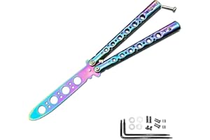 DEEDPF Couteau papillon d'entraînement en argent 100% acier inoxydable, lame émoussée sûre, pour une utilisation pratique.