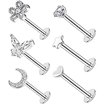 Piercing Trago E Cartilagine 16G - Set 6 Pezzi Acciaio Chirurgico Argento/Oro - Foto 3