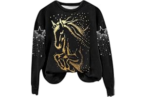 KHIRVWL Sweat Femme Sans Capuche Couleur Unie Original Sweat Shirt Chic Et élégant Col Rond Sweatshirt Grande Taille Cheval Motif Pull Automne Hiver Chaud Sweat-Shirt Veste Outwear Avec Poches Pas Cher