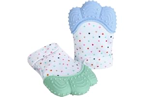 PandaEar 2 baby-bitehandskar | sprakande handskar bitring leksak | lugnande barnsjukdomar medel, smärtlindring, skyddshandske för 0–12 månader baby stimulering tandhandskar