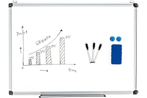 ‎COSTWAY COSTWAY Whiteboard, Magnetic Board, Notice Board, Wall Board, Memo Board with Aluminium Frame, Many Sizes Available (60 x 40 cm)