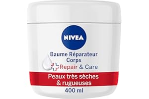 NIVEA REPAIR & CARE Baume Réparateur Visage, Corps & Mains Peaux Très Sèches (1 x 400 ml), Crème à la vitamine E & glycérine pour peaux rugueuses extra sèches, Soin corps hydratant 72H