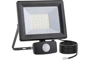 lNGRIKT 30W Security Lights with Motion Sensor, Super Bright 3000 Lumen PIR Flood Light, IP65 Waterproof LED Sensor Floodlight Outdoor, 6500K Cool White for Garage Garden Pathway, with 1.5M Wire