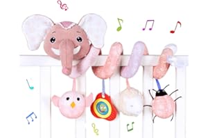 Jinchelle Giocattolo a Spirale per Culla, Giocattolo per Passeggino, Spirale attivita Giocattolo per Neonato Bambinif (Elefante -Rosa)
