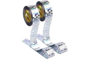 Hibbent 2-pak taśmy odstraszającej ptaki, 2 x 262 stopy (80 m) x 2,4 cm, odblaskowa taśma odstraszająca ptaki, trzymaj z dala od gołębi, kaczek, wron i nie tylko - odstraszająca działa z siatką i