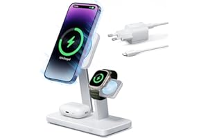 ESR 3 in 1 Ladestation für Apple Watch und iPhone, 25W Magsafe ladestation, Induktive Ladestation für iPhone 17/16/15/14/13, für Apple Watch/AirPods 4/3/Pro, Weiß