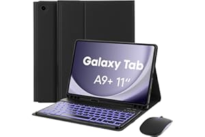 MAYPHY Backlit Keyboard Case with Mouse for Samsung Galaxy Tab A11 Plus, Tab A9 Plus 5G 11 Inch, 7-Color Detachable Keyboard Case for Samsung Galaxy Tab A11+ A9+, with S-Pen Holder, UK Layout, Black