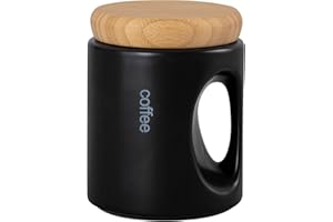 GALICJA RONNIE - Barattolo per caffè in ceramica, ermetico, per caffè macinato, contenitore per caffè – contenitore per chicchi di caffè – nero 650 ml
