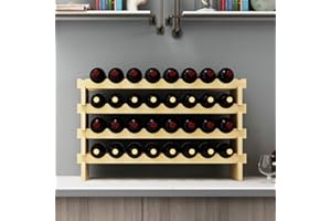 ‎SOGESHOME SogesHome Flaschenregal Weinregal Stapelbares Weinregale 4-Tier Weinlagerung für 32 Flaschen Weinständer Flaschenständer Weinlagerschrank aus Holz